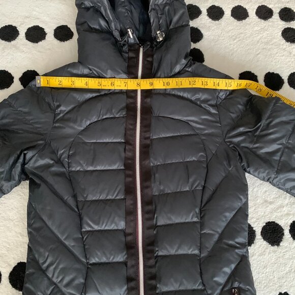 Lululemon Down Puffer Coat Liner 4 Black Hooded Athleisure Long Jacket - Picture 11 of 16